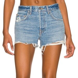 GRLFRND Helena High Rise Cut Off Denim Shorts in Newport Light Wash Size 31